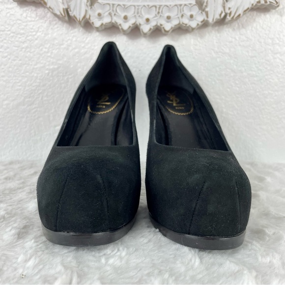 {YSL} Tribtoo 80 Black Suede Platform Pumps, Size 41/11 - Picture 5 of 9